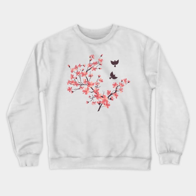 Cherry Blossom Bird Blast! Crewneck Sweatshirt by SWON Design